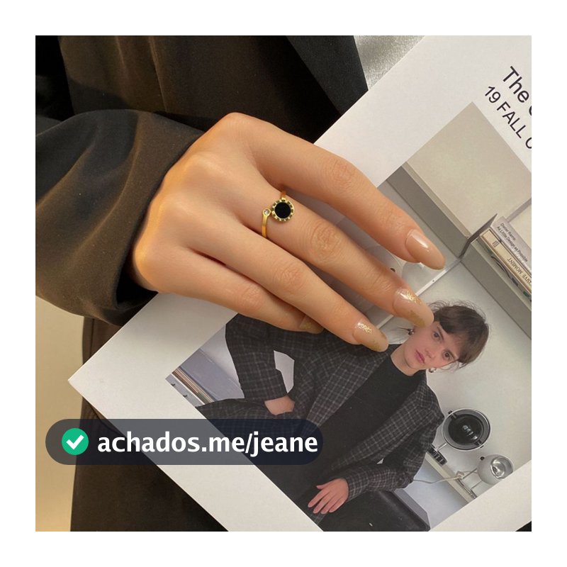 Anel de numeral romano em aço titânio 18K ouro elegante preto aberto em aço titânio que não desbota