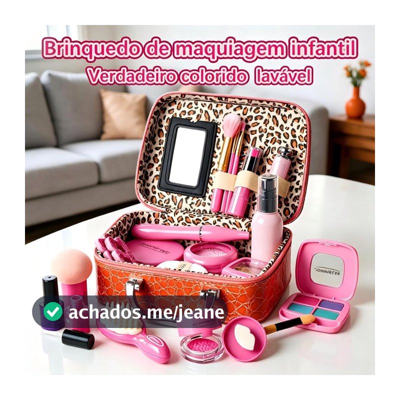 Conjunto de Brinquedos de Maquiagem Infantil, Presente Ideal De Aniversário Para Meninas Crianças Lavável Portátil
