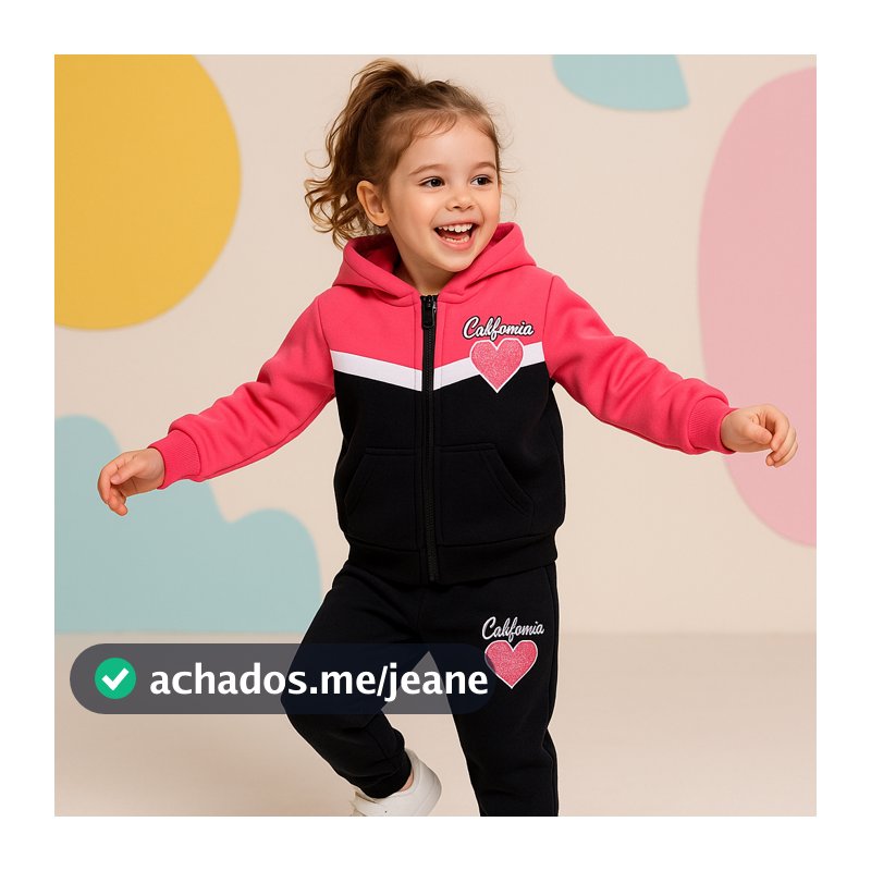 conjunto infantil forrado pelucia (fleece)  menina sea surf frio intenso