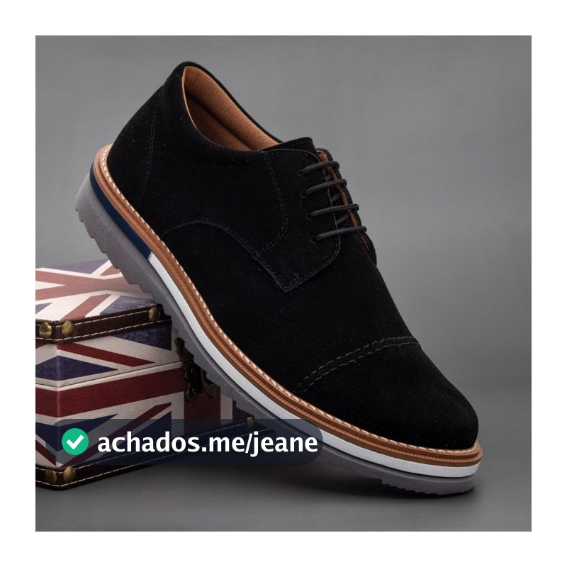 Sapato Masculino Oxford Camurça Brogue Conforto Sola Bicolor Social Casual Elegante Tendência