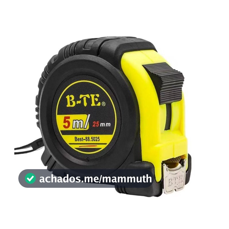 Trena Métrica 5m/7.5m Profissional Emborrachada com Fita de Aço, Trava e Alta Precisão