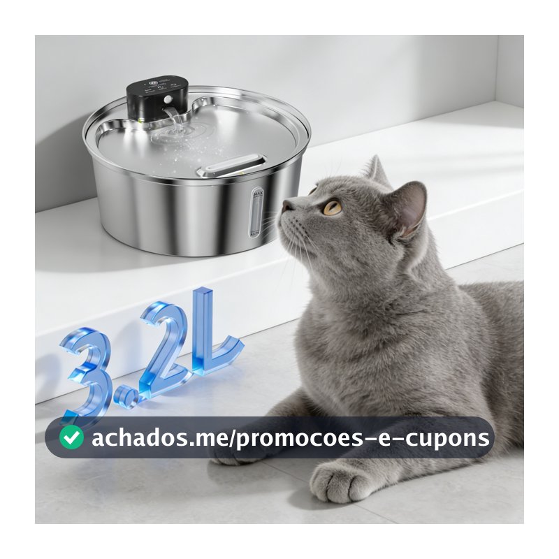 Newpet com sensor Inox Fonte para gatos, fonte ultra silenciosa para gatos de 3.2 litros - Bivolt