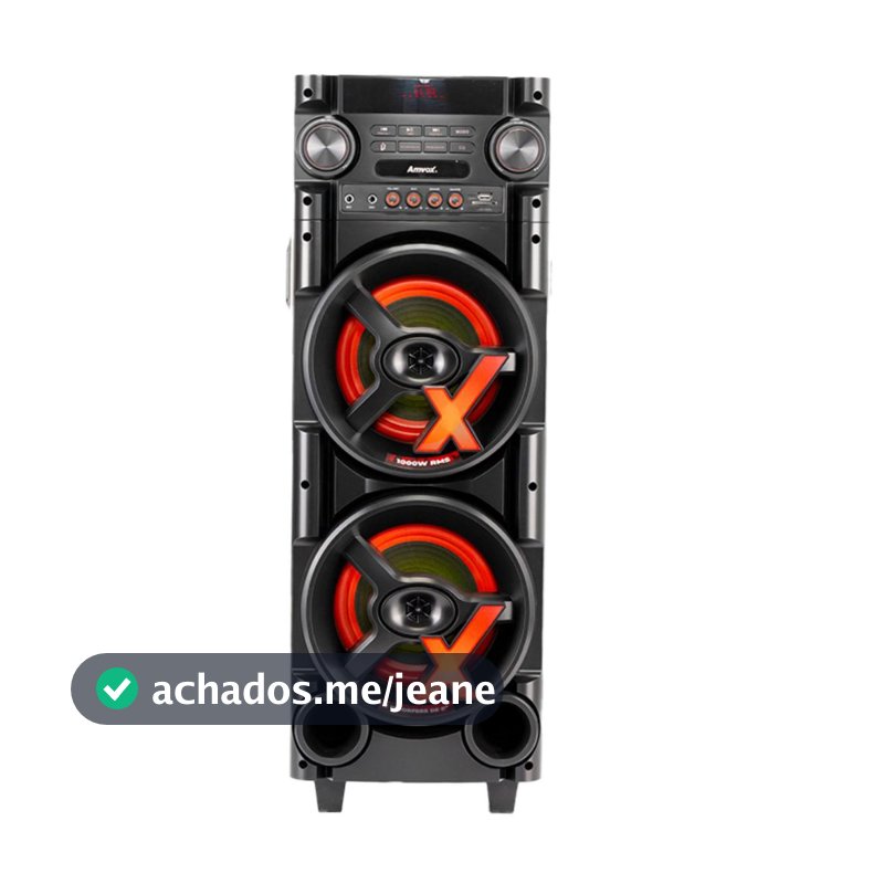 Caixa de Som Amplificada ACA 1000 NewX Torre Amvox 1000W  Duplo Woofer de 8" TWS Bivolt Bluetooth