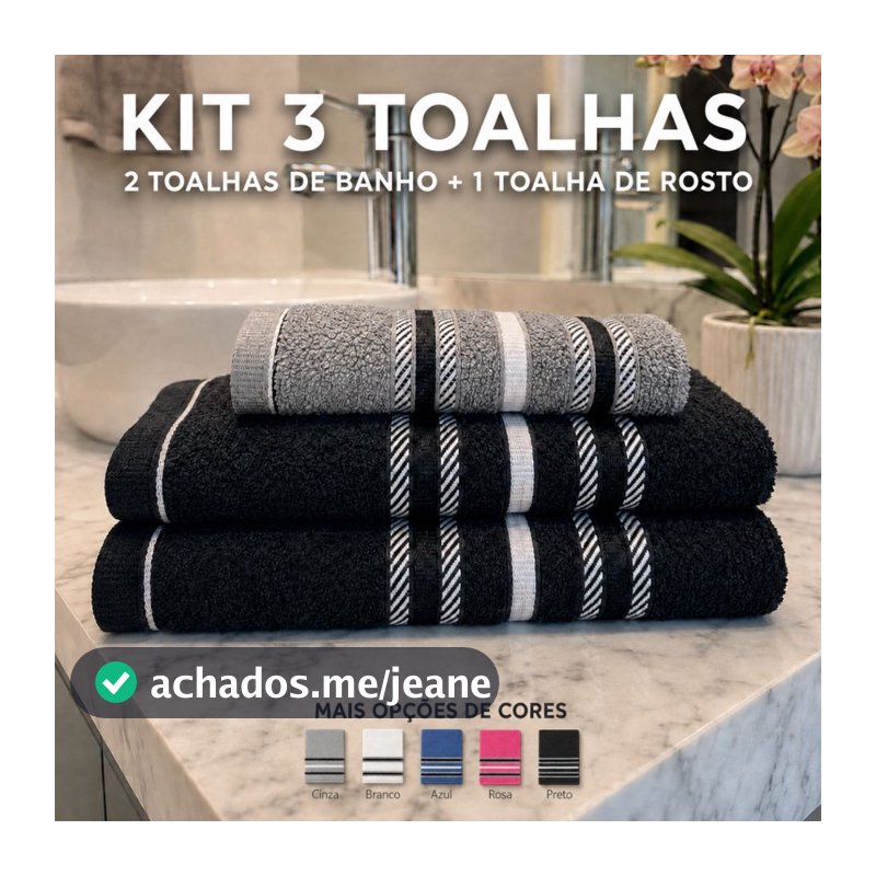 Kit 3 Toalhas Stella 2 Toalhas De Banho + 1 Toalha De Rosto Macias E Confortáveis Para o Dia a Dia