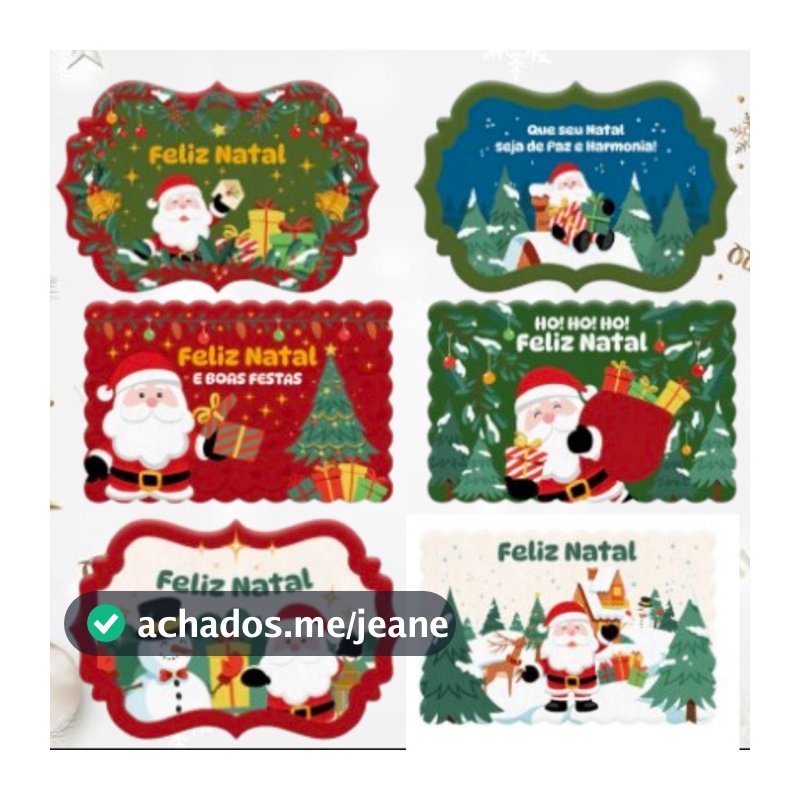 Jogo Americano de Natal Peças Sortidas 38cm Plástico Flexível Mesa Posta