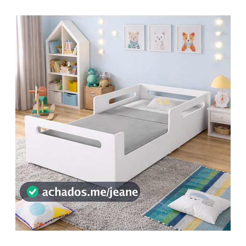Cama Juvenil Branca em MDF 100% Moderna Resistente Design Clean para Quarto Infantil