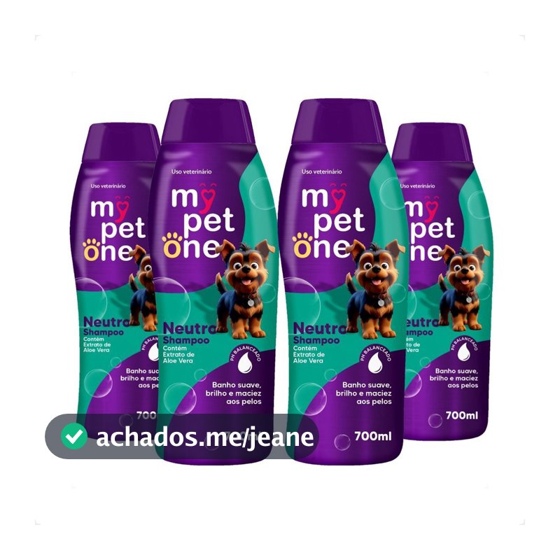 Kit 4 Shampoo Premium Neutro 700mL Cães e Gatos Mypetone