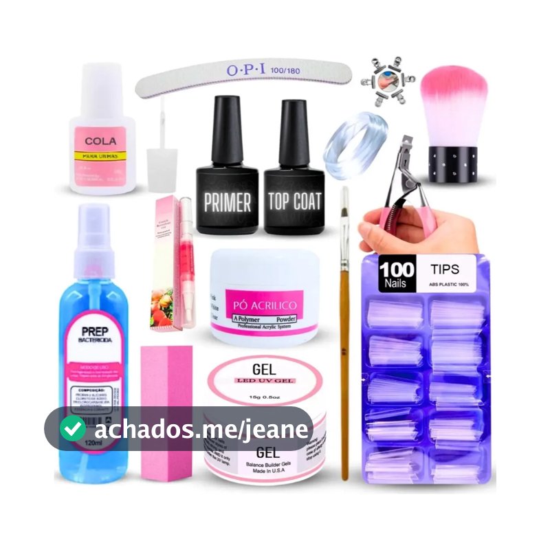 Kit Unhas Gel Completo Acrigel e Fibra Porcelana Manicure - Envio Imediato