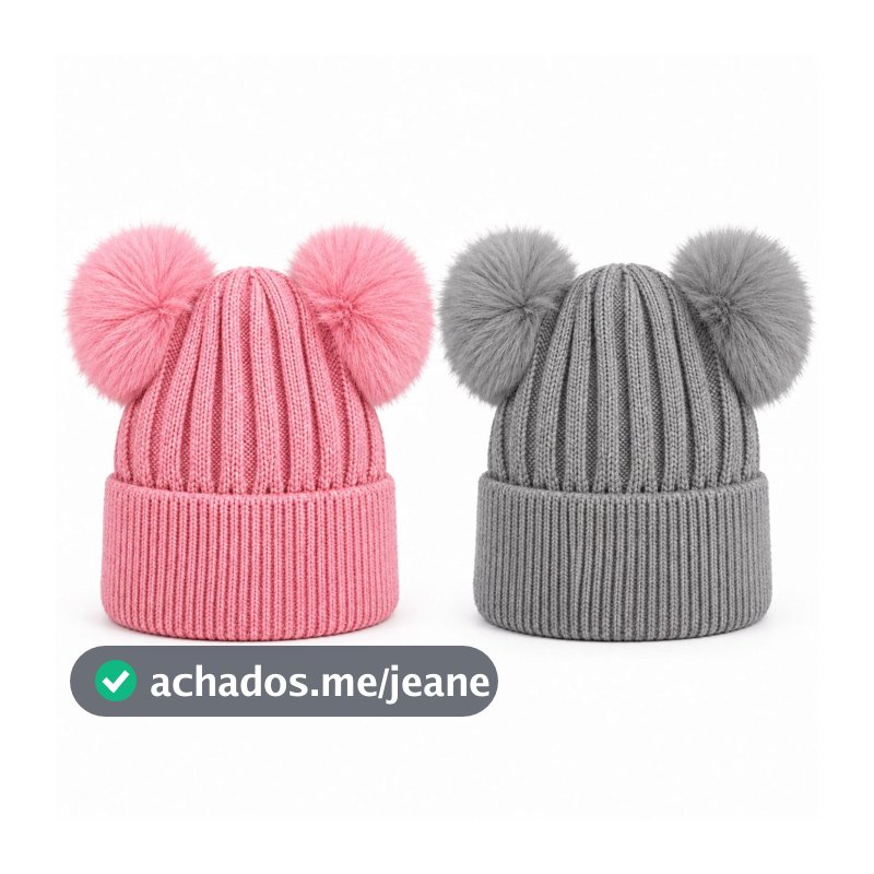 Touca Infantil Menina e menino com Pompons Forrada Quentinha Gorro Infantil  Tricô Macia para Frio