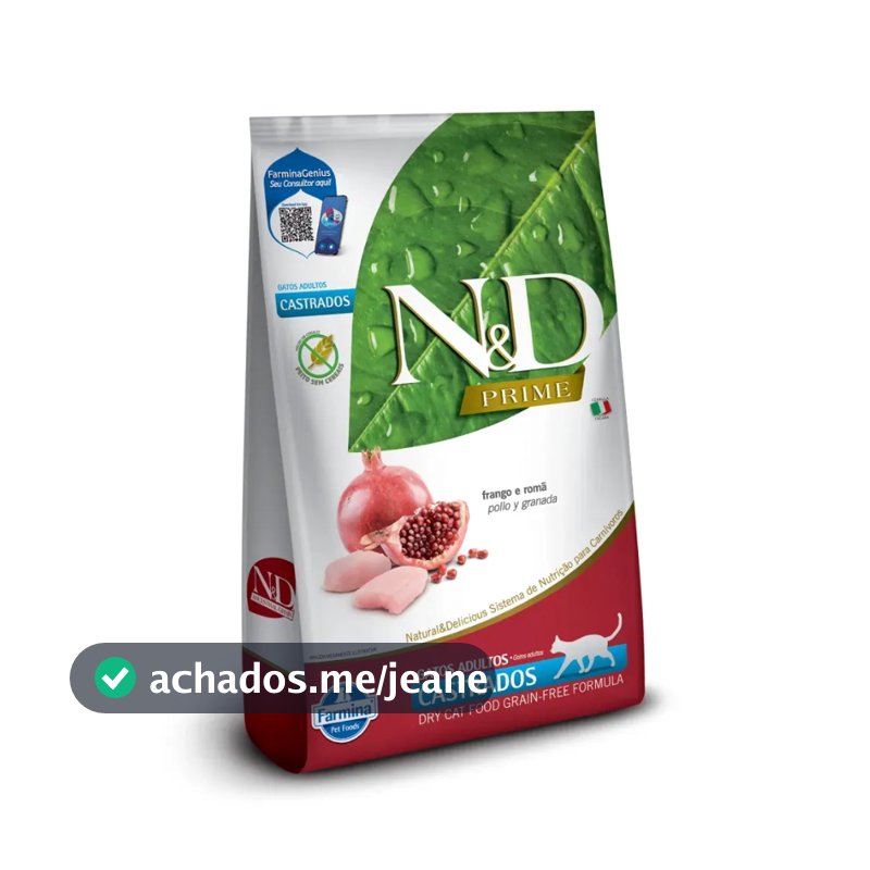 Ração N&D Prime Gatos Castrados Frango e Romã 7,5kg
