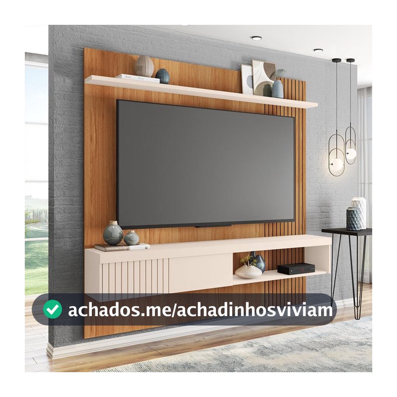 Painel Para Tv's Até 65 Polegadas Moon Freijó Com Off White Caemmun