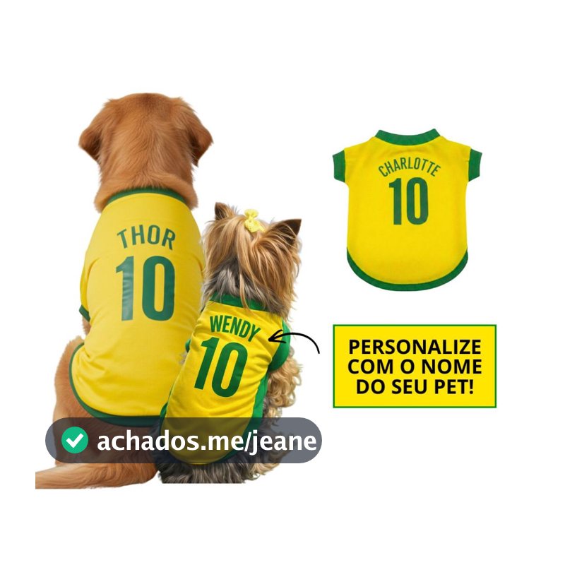 Roupinha Para Pet Personalizada Brasil Copa Do Mundo Cachorro E Gato