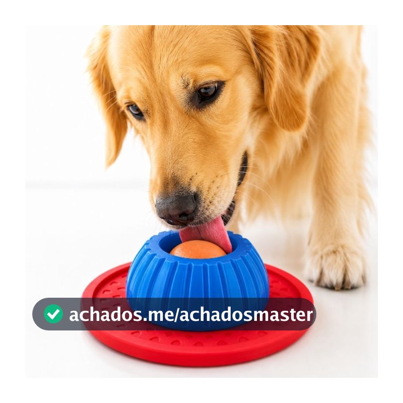 Lambedor Pet Com Ventosa Bolinha Giratória Rotativa Comedouro Lento Anti Estresse Cães Gatos