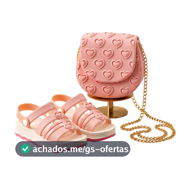 Kit Sandalia Infantil Menina com Bolsa de Coração Elegante
