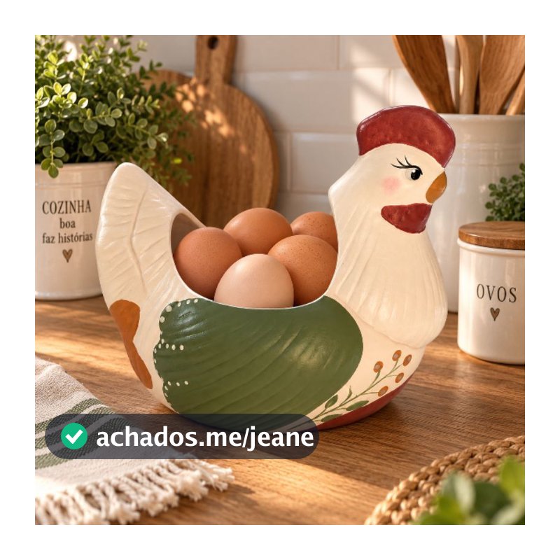 Galinha Porta-Ovos Farmhouse Grande em Cerâmica l Decoração l Cozinha