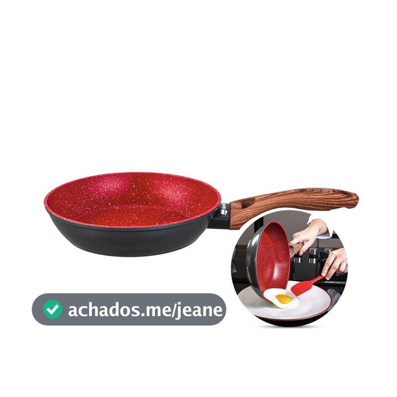 Frigideira Cerâmica Antiaderente N20 Red Marble Indução Fogão Cooktop Vermelho Duralar