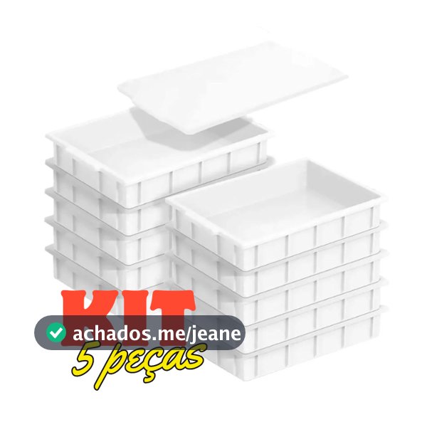 Kit 5 Caixa Bandeja Plastica Panificadora Açougue 7 Litros com 1 Tampa caixa para pizzaria massa