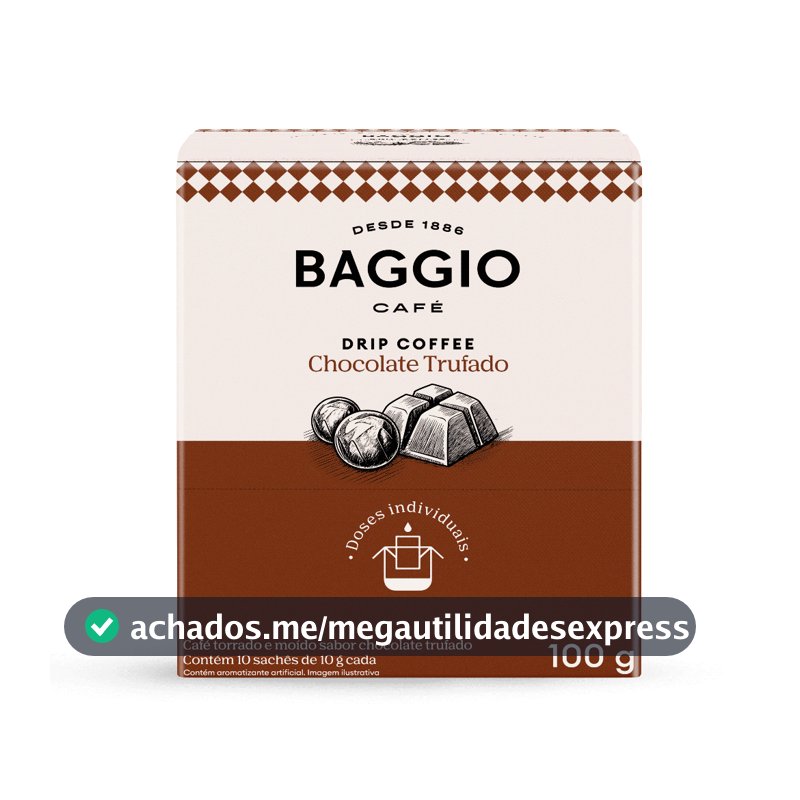 Baggio Drip Coffee Aroma Chocolate Trufado - Caixa com 10 Sachês 10g
