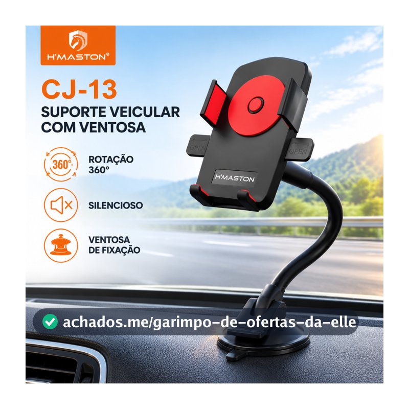 H'Maston CJ-13 Suporte Carro Celular Ajustável Rotação 360° Fixação Segura