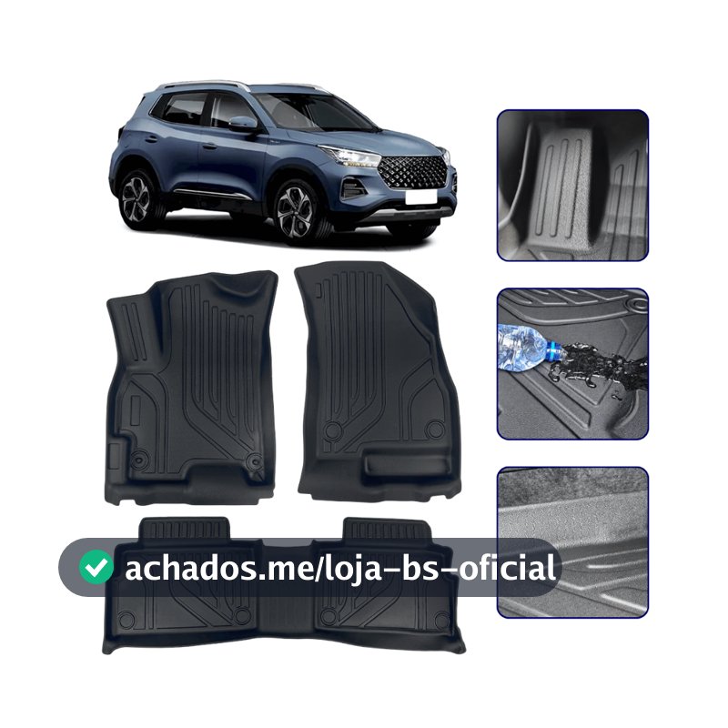 Tapete Bandeja 3D para Tiggo 5x Sport Pro 2020 a 2027 com Borda Elevada Concha - Linha Premium