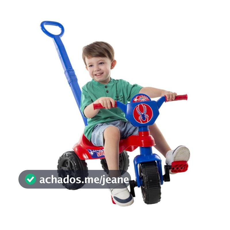 Motoca Vilotrol Triciclo Infantil Homem Aranha Kemotoca Kendy Menino Menina Empurrador Pedal selo do inmtro