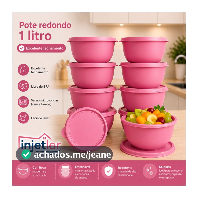 Jogo com 10 potes plásticos para cozinha