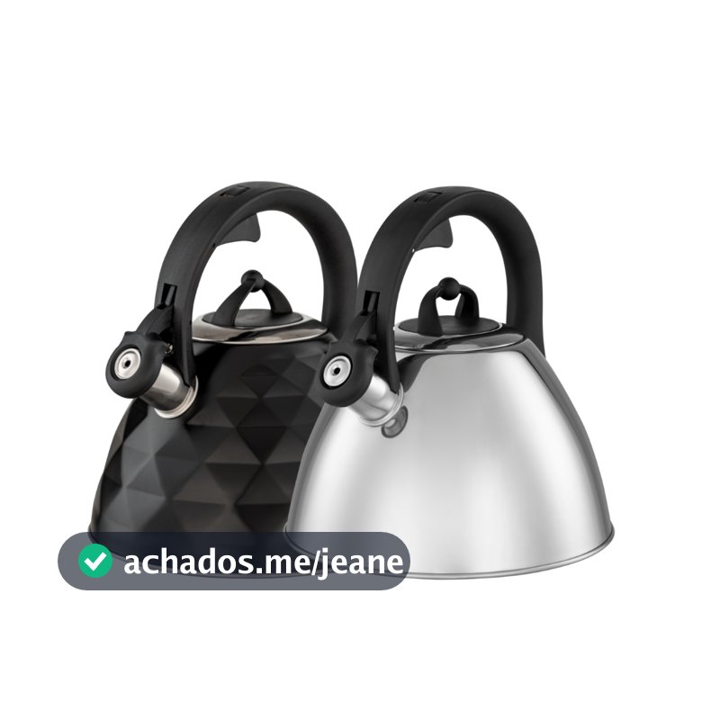Chaleira de Inox com Apito Brinox 3 L Black Diamond e Jasmin com Indução