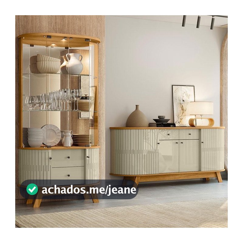 Aparador para Sala Buffet Ambiente Mônaco e Cristaleira Moss Cumaru Opala – Madetec