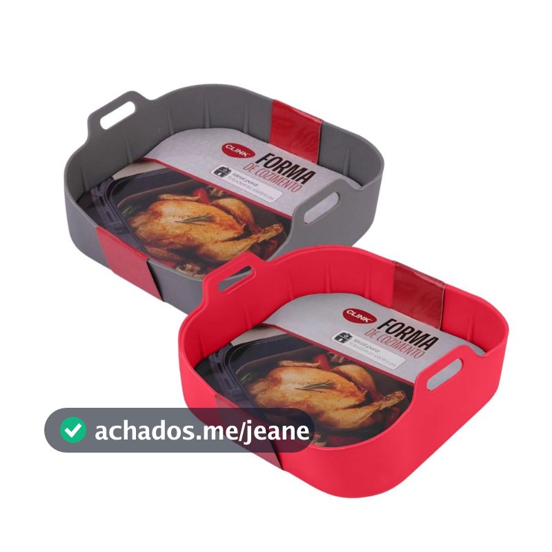 Forma de Silicone Quadrada Antiaderente Air Fryer Forno Assadeira Fritadeira Elétrica Vermelha Cinza Clink 230°C