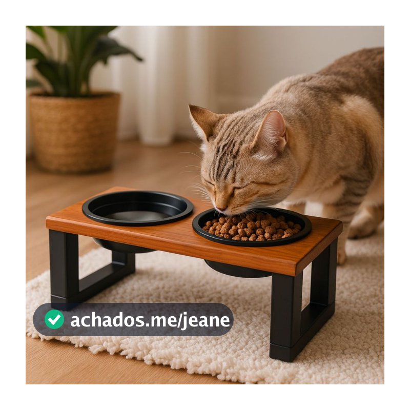 Comedouro Pet Bebedouro Elevado Tigelas Duplas Plástico Cães Gatos