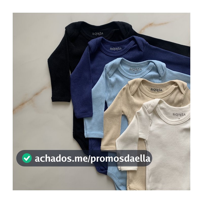 Kit 5 Manga Longa Canelado 100% Algodao Body Bebe Menino Inverno Verao