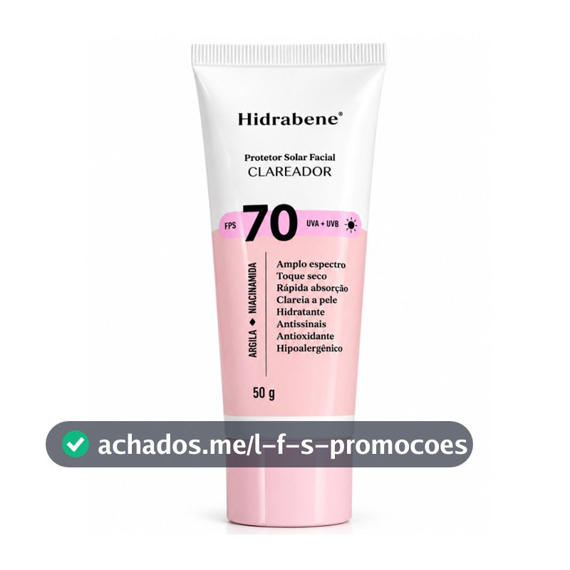 Hidrabene Protetor Solar Clareador Facial 70 FPS