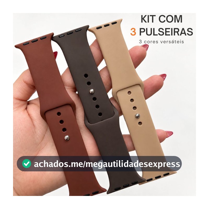 KIT 3 PULSEIRA PARA SMARTWATCH APPLE PRO ULTRA SPORT LISA 42MM 45MM 46MM 47MM 49MM 38MM 40MM 41MM