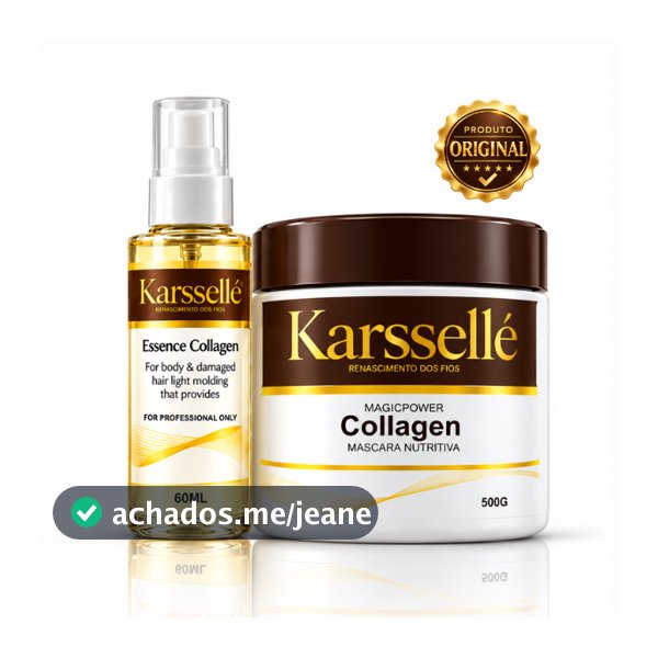Kit Capilar Karssellé Máscara de Hidratação Colágeno 500g  e Óleo Finalizador 60ml Rícino