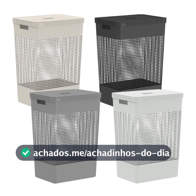 Cesto Roupa Suja Brinquedos Organizador Lavanderia C/ Tampa 49L