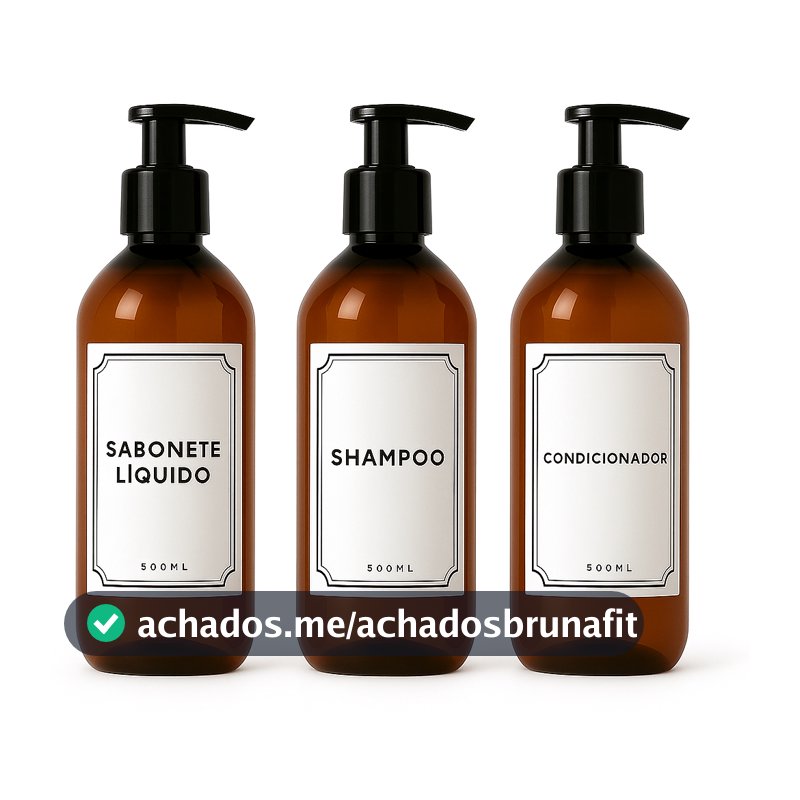 PROMOÇÃO Kit Lavabo Banheiro Frasco Shampoo Condicionador Sabonete Decoração Luxo 500ml ORGANIZADOR