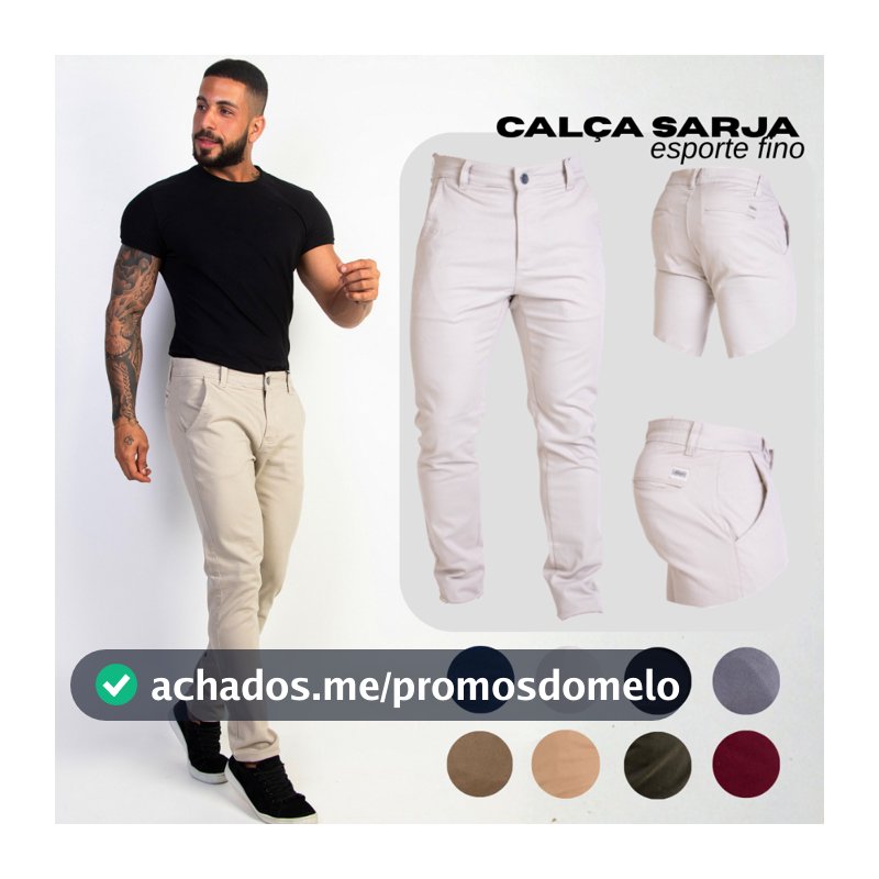 Calça Alfaiataria Masculina Slim Sarja com Elastano Lycra