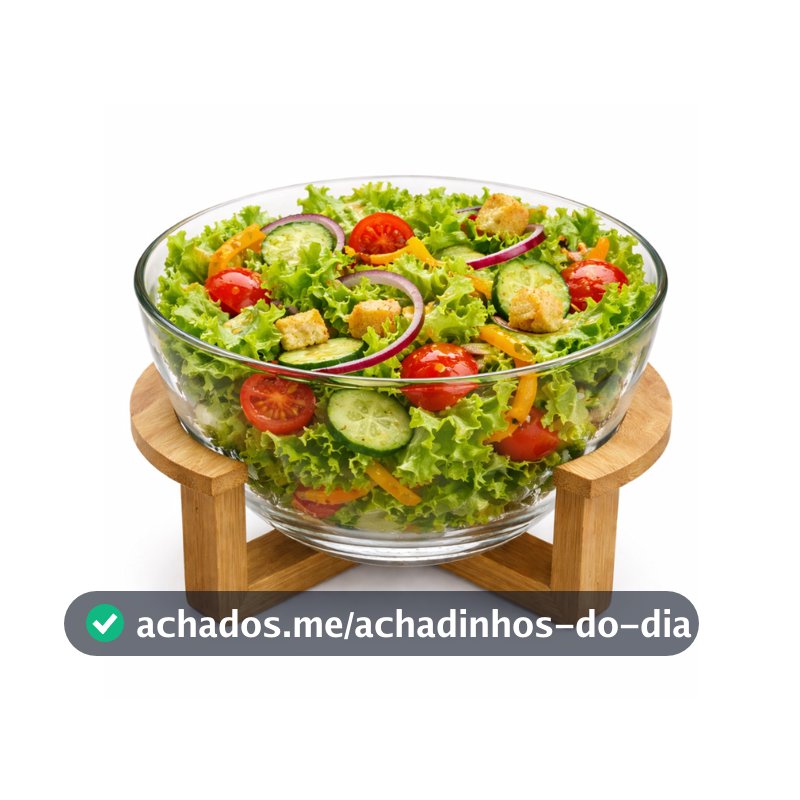 Saladeira De Vidro C/ Suporte De Madeira Bowl Sobremesa Tigela Mesa Cozinha 19cm