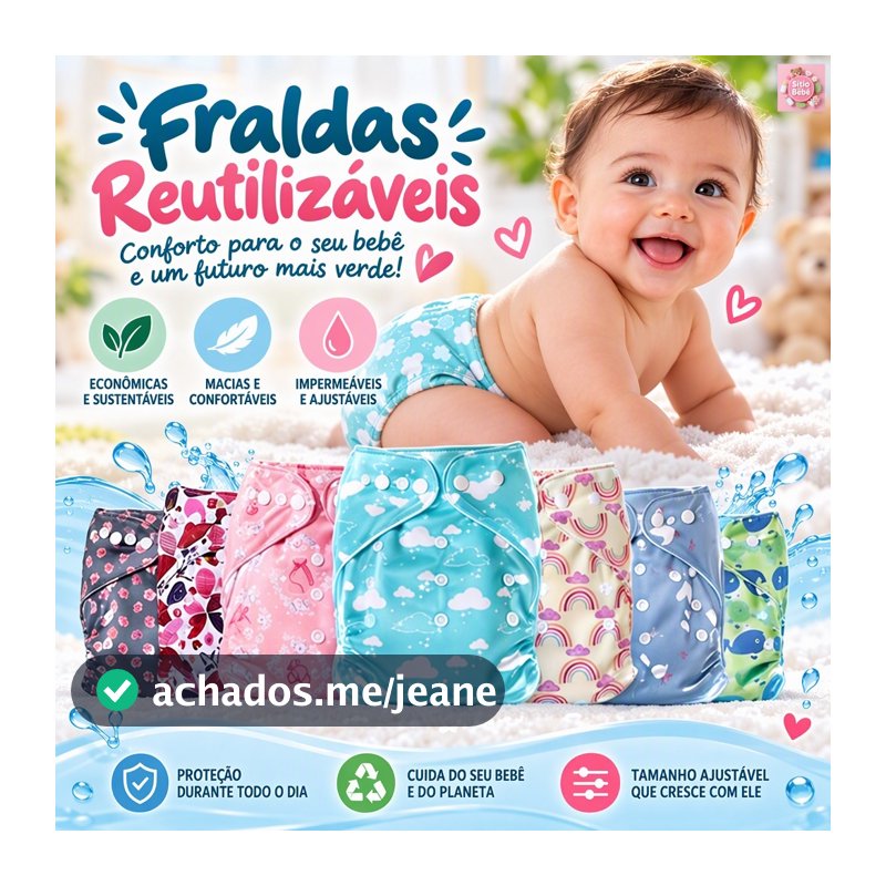 Fralda Ecológica Reutilizável Ajustável Para Bebês Impermeável Conforto e Sustentabilidade Crianças