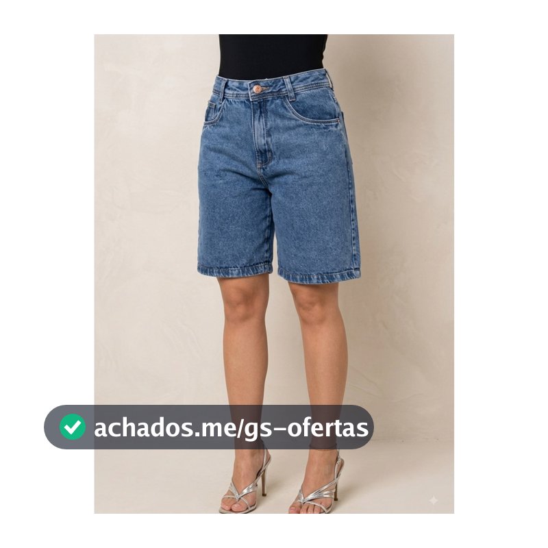 Bermuda Jeans Feminina  Jorts Cintura Alta Casual