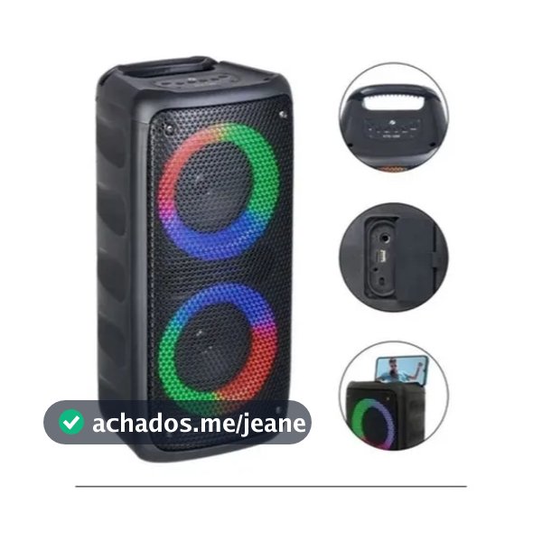 Caixa De Som Portátil Bluetooth Aux Usb Karaokê Rádio Fm  Kts-1266 Led Rgb