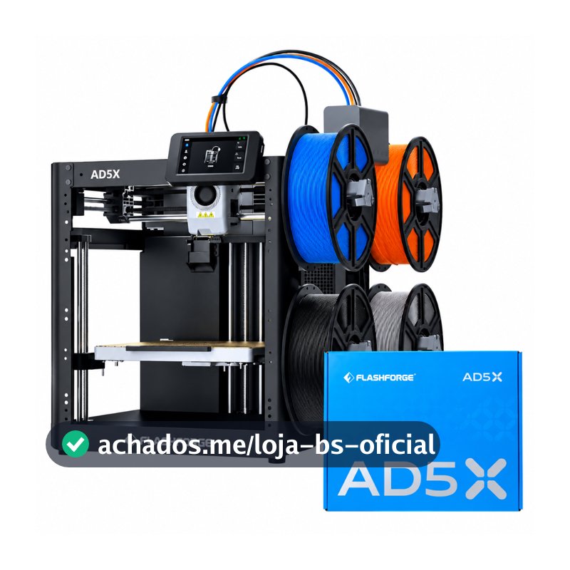 Impressora 3D Flashforge AD5X Multicolor 4 Cores CoreXY Wi-Fi com Kit de Gabinete Incluso e Nota Fiscal