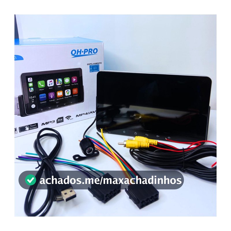 Central Multimidia CarPlay sem Fio 1DIN de 7/9 Polegadas Touch e Câmera