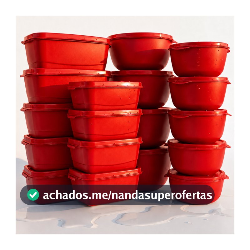 Kit de 20 Potes - 10 Pote Oval/Retangular + 10 Bowls Com Tampa Organizador Vasilha para Armazenamento