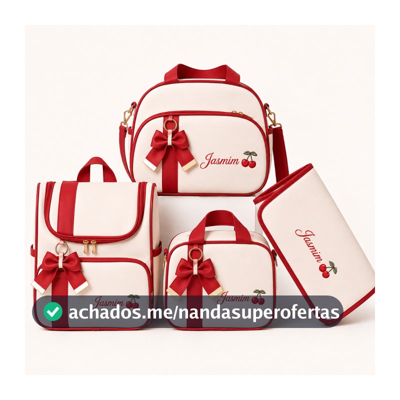 Kit Bolsa Maternidade 4 peças - Bolsa De Bebê Materna Menina E Menino - Personalizada