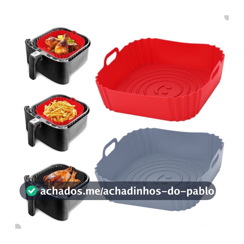 3/2/1 Formas de Silicone Quadrada Assadeira Air Fryer e Forno Forma para Fritadeira Elétrica com Alça