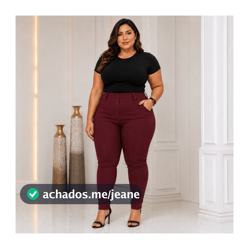 Calça Plus Size Feminina Social Tecido Bengaline Estica Muito com Bolso e Botões 42 ao 52