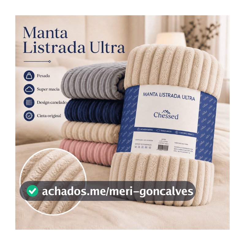Manta Canelada Fleece Macia Cobertor Sofá Cama Leve Presente Casal /Queen