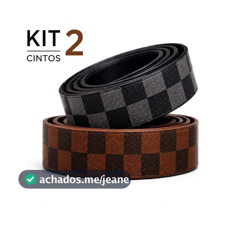 kit 2 Cintos Masculinos Premium Xadrez Ajustável Casual Social Alta Qualidade Premium