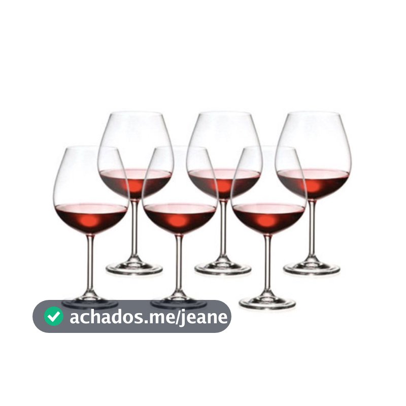 Jogo 6 Taças Vinho Tinto Em Cristal Bohemia 650 Ml Titanium Cor Transparente